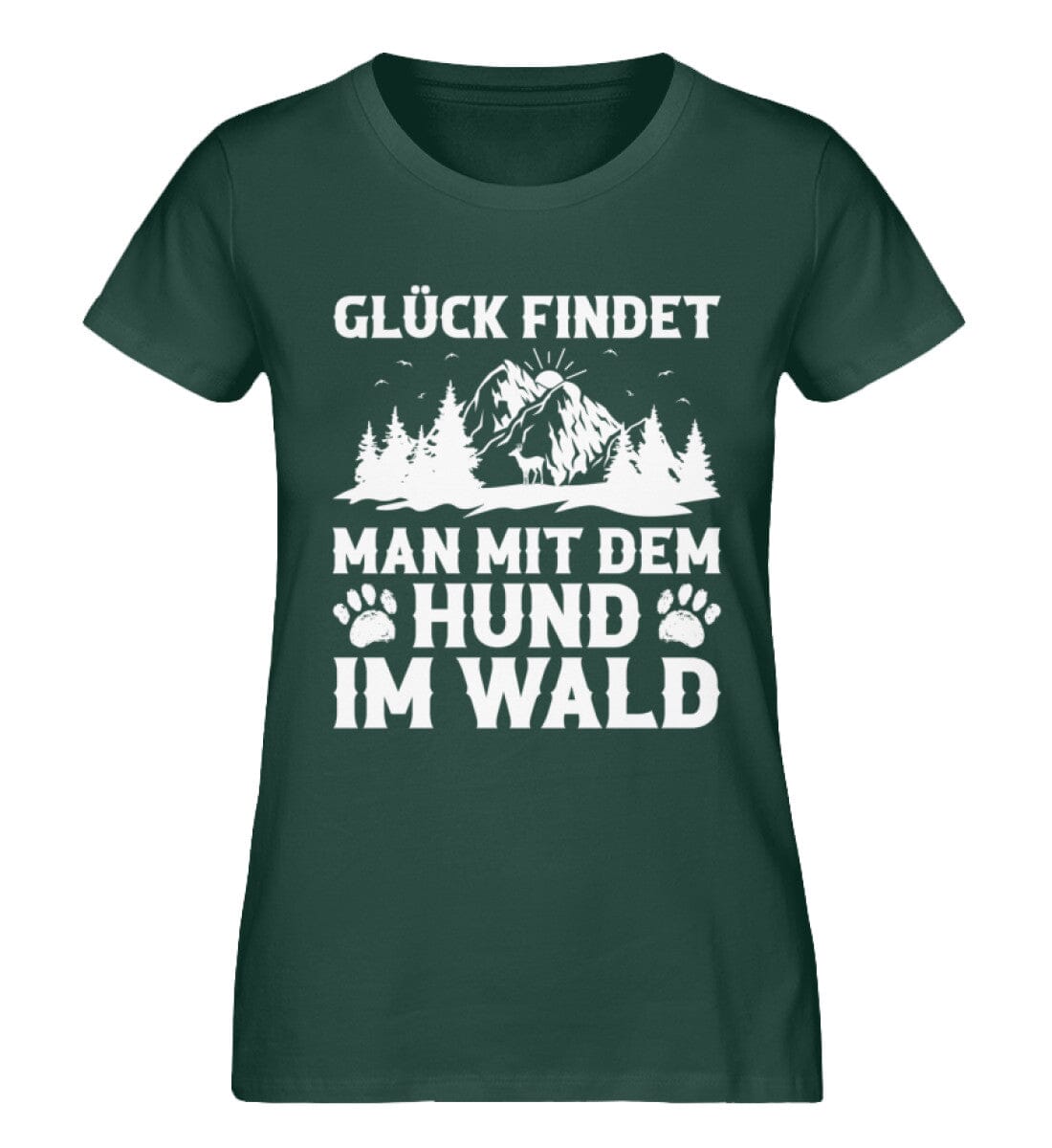 Glück findet man mit dem Hund im Wald - Damen Premium Bio Shirt Glazed Green S 