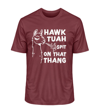 Hawk Tuah Spit On That Thang Unisex Bio T-Shirt in der Farbe rot Burgundy