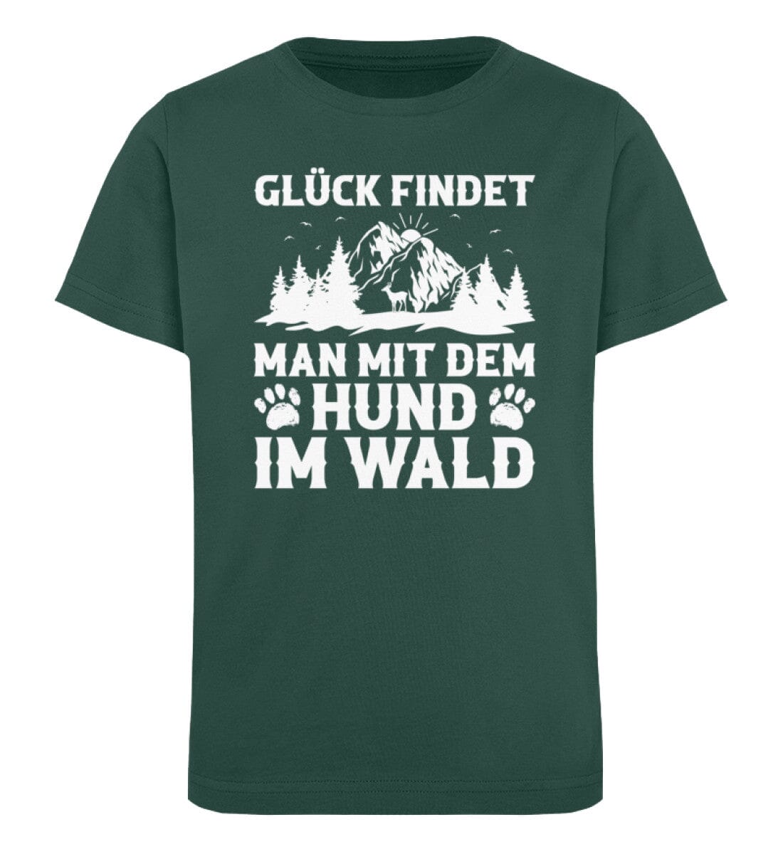 Glück findet man mit dem Hund im Wald - Kinder Bio Shirt Glazed Green 12/14 (152/164) 