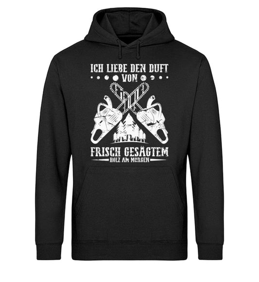 Ich liebe den Duft von frischem Holz - Unisex Bio Hoodie Black XS 