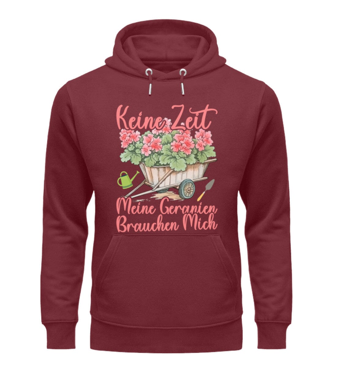 Keine Zeit meine Geranien brauchen mich - Unisex Premium Bio Hoodie Burgundy S 