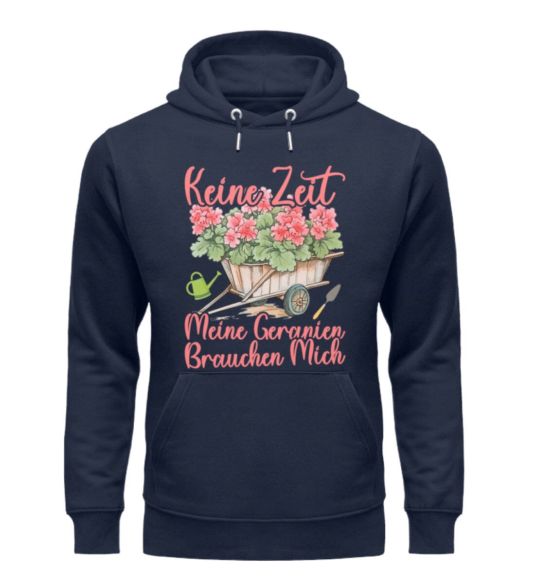 Keine Zeit meine Geranien brauchen mich - Unisex Premium Bio Hoodie French Navy XS 