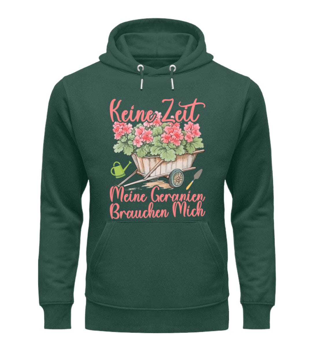 Keine Zeit meine Geranien brauchen mich - Unisex Premium Bio Hoodie Glazed Green S 