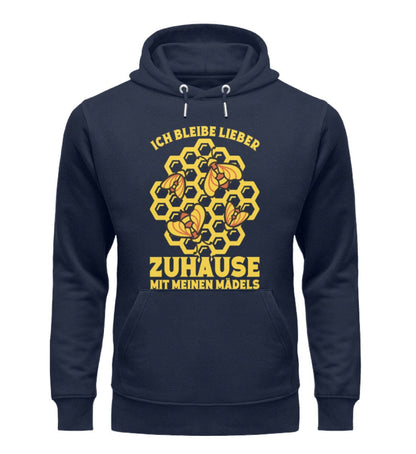 Ich bleibe Zuhause mit meinen Mädels - Unisex Premium Bio Hoodie French Navy XS 