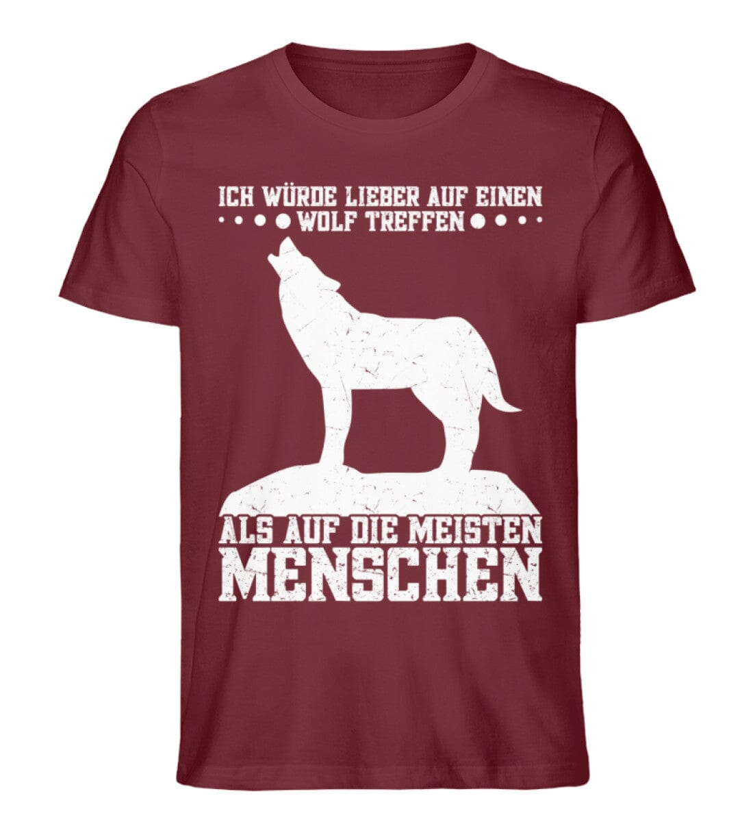 Lieber auf Wolf treffen als die meisten Menschen - Unisex Premium Bio Shirt Burgundy S 