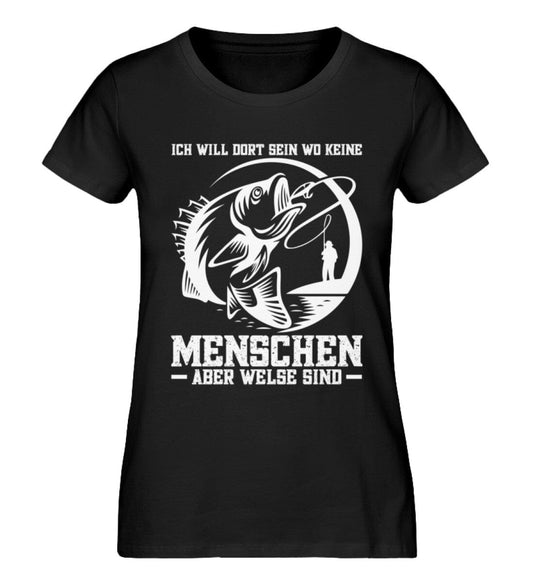 Keine Menschen aber Welse - Damen Premium Bio Shirt Black XS 