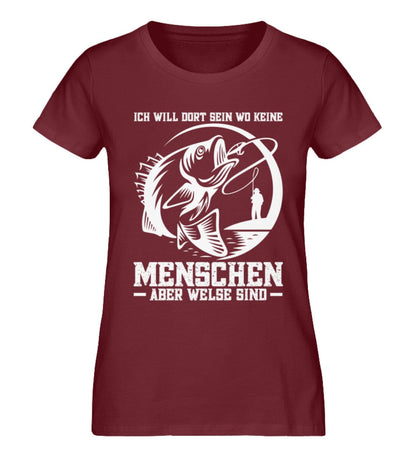 Keine Menschen aber Welse - Damen Premium Bio Shirt Burgundy XS 