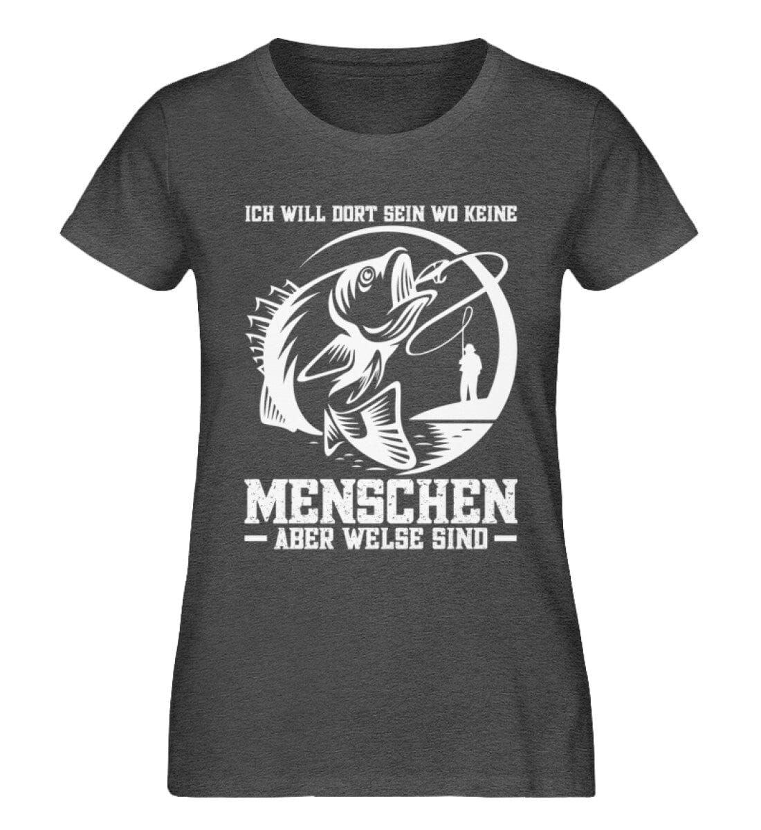 Keine Menschen aber Welse - Damen Premium Bio Shirt Dark Heather Grey XS 