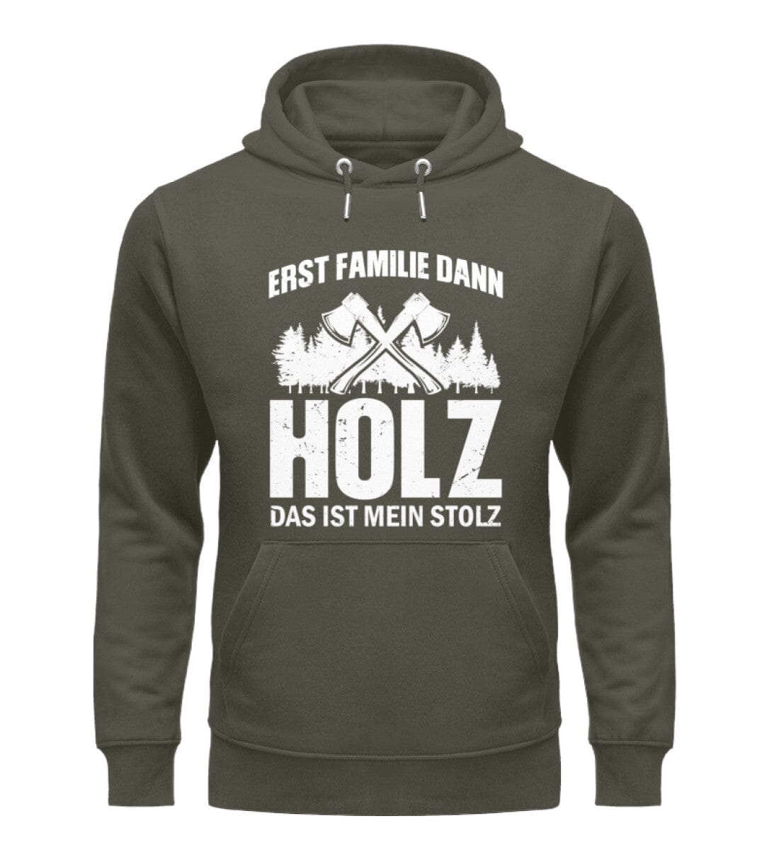 Erst Familie dann Holz das ist mein Stolz - Unisex Premium Bio Hoodie Khaki XS 