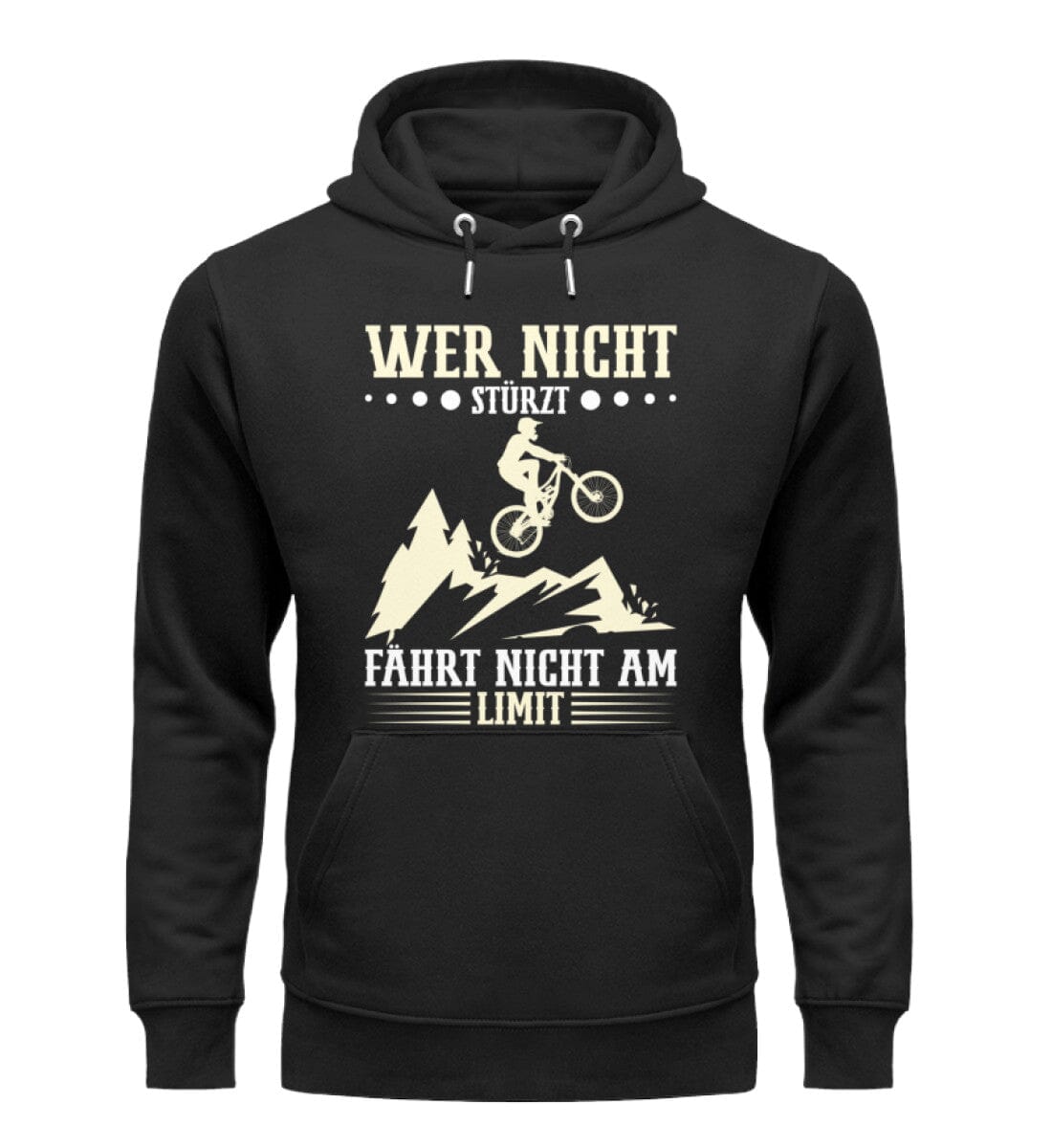 Wer nicht stürzt fährt nicht am Limit - Unisex Organic Hoodie Black XS 