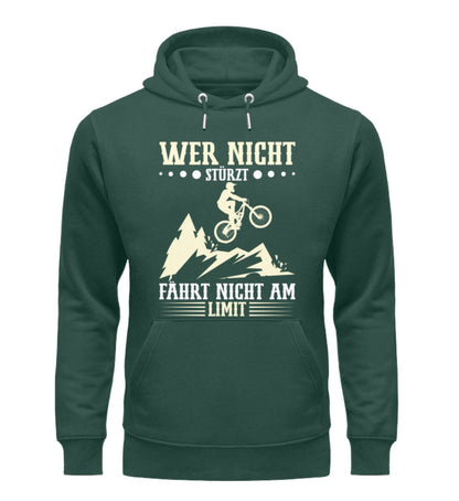 Wer nicht stürzt fährt nicht am Limit - Unisex Organic Hoodie Glazed Green S 