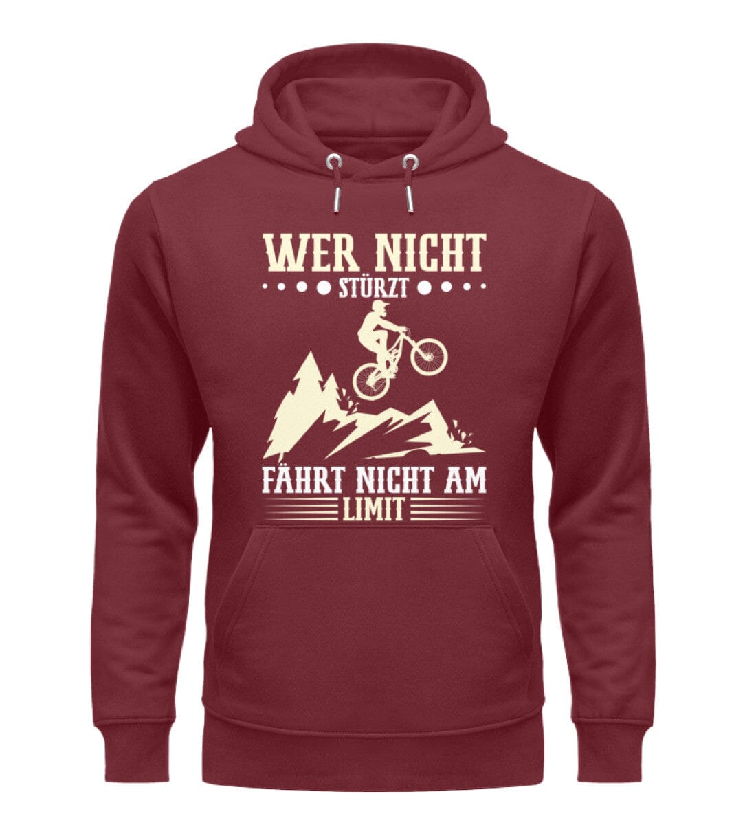 Wer nicht stürzt fährt nicht am Limit - Unisex Organic Hoodie Burgundy S 