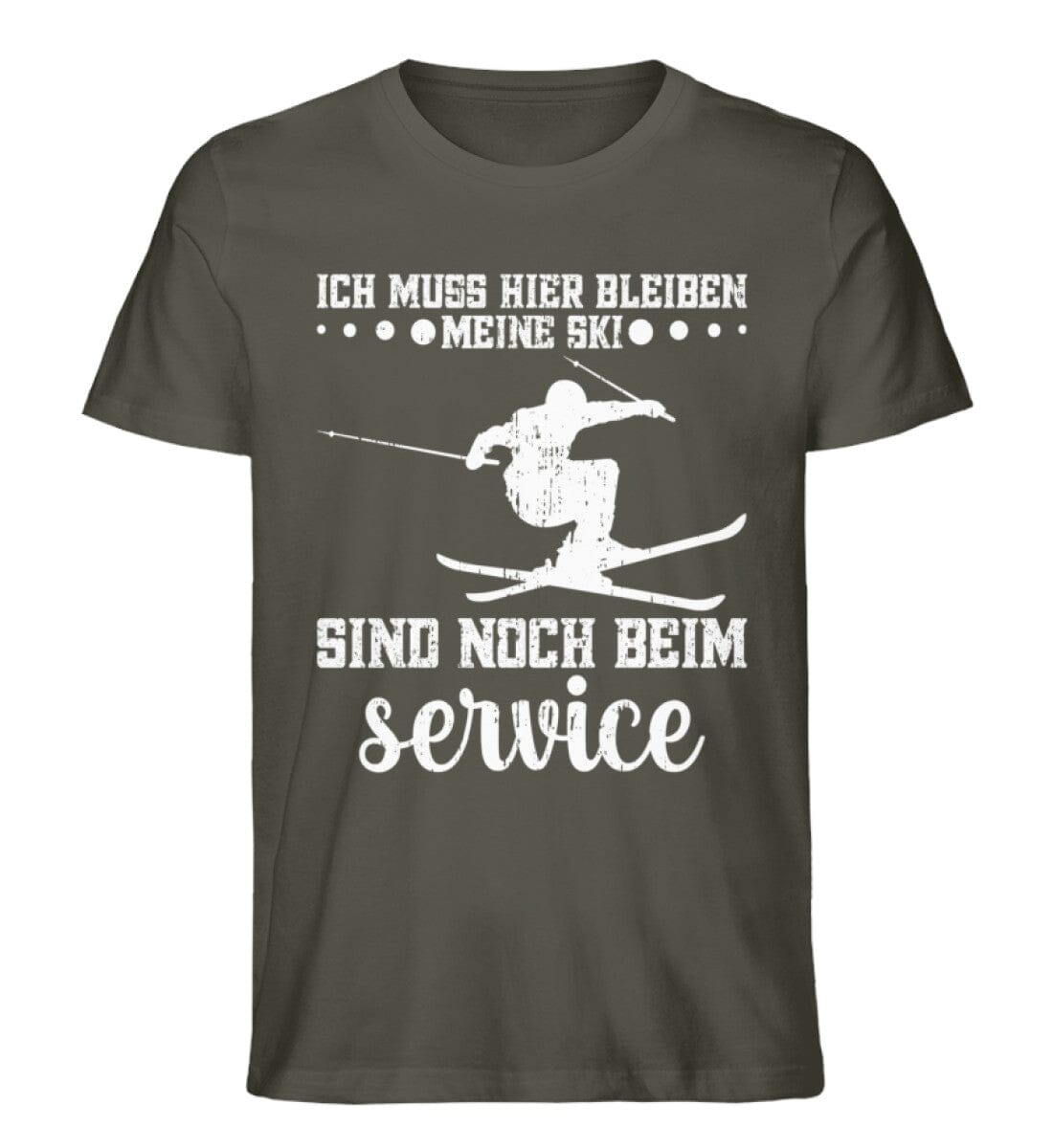 Meine Ski sind beim Service - Unisex Premium Bio Shirt Khaki S 