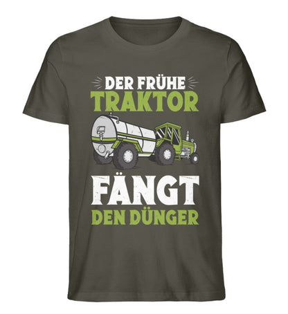 Der frühe Traktor fängt Dünger - Unisex Premium Bio Shirt Khaki S 