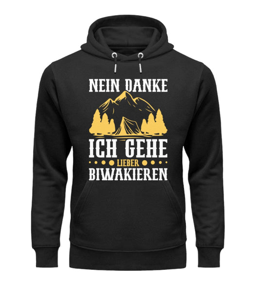 Ich gehe lieber Biwakieren - Unisex Organic Hoodie Black XS 