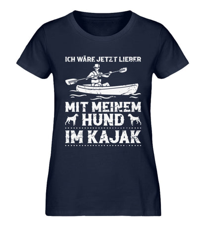 Mit meinem Hund im Kajak - Damen Premium Bio Shirt French Navy XS 