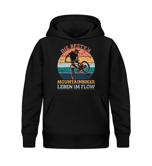 Die besten Mountainbiker leben im Flow - Kinder Bio Hoodie Black 12/14 (152/164) 