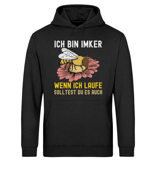 Ich bin Imker wenn ich laufe - Unisex Bio Hoodie Black XS 