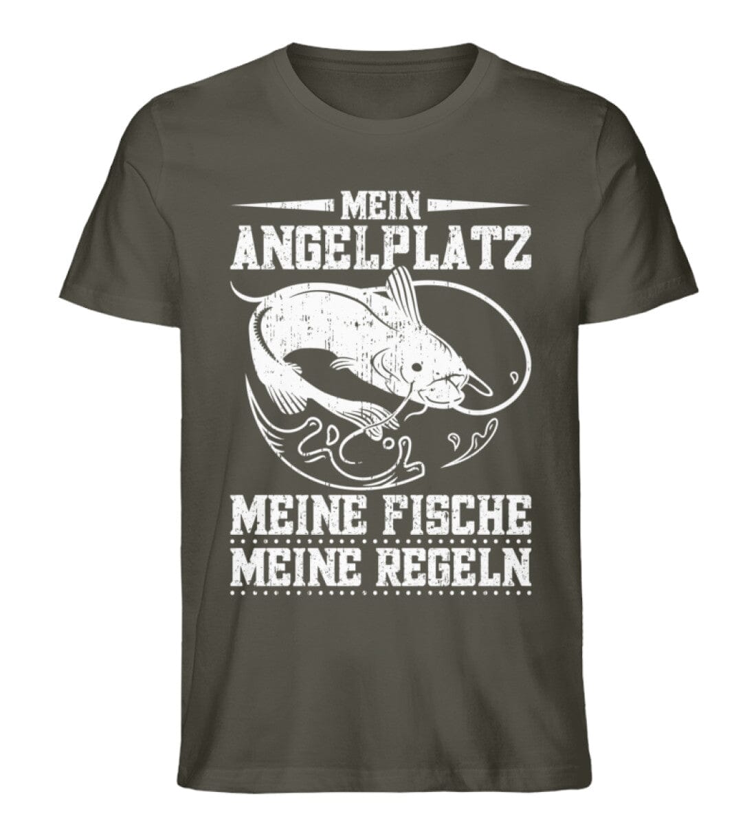 Mein Angelplatz meine Fische meine Regeln - Unisex Premium Bio Shirt Khaki S 