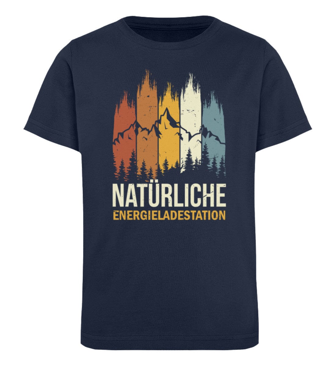 Energieladestation Wald und Berge - Kinder Bio Shirt French Navy 12/14 (152/164) 