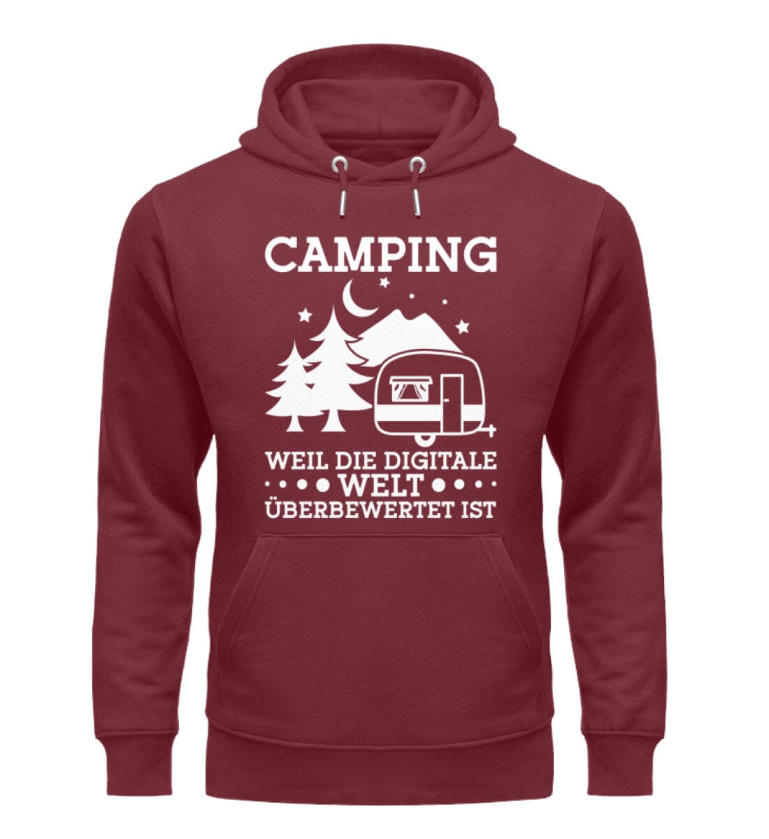 Camping weil digitale Welt überbewertet ist - Unisex Organic Hoodie Burgundy S 