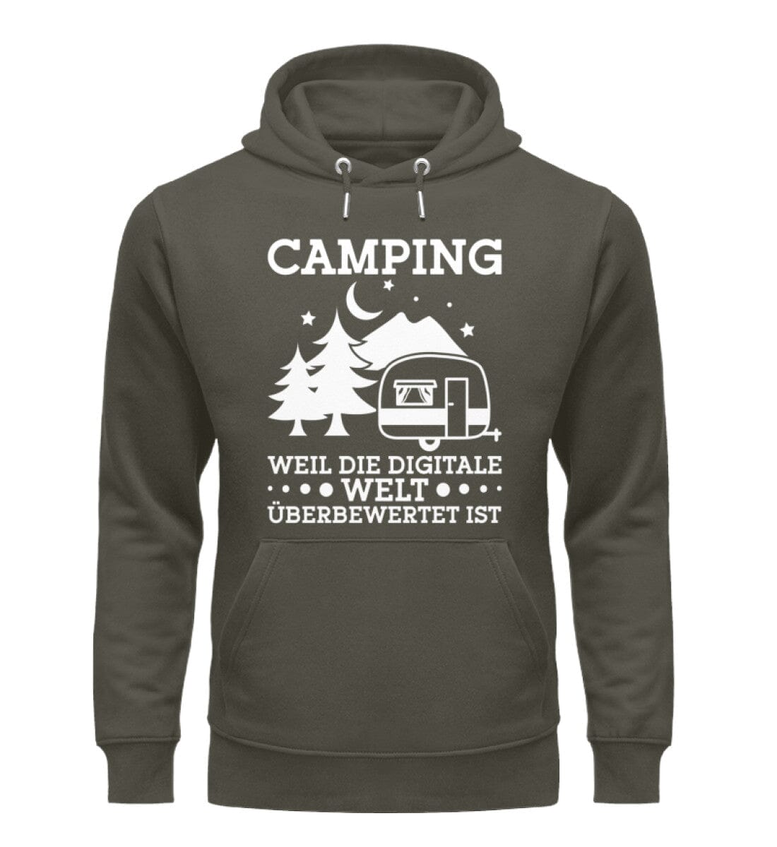 Camping weil digitale Welt überbewertet ist - Unisex Organic Hoodie Khaki XS 