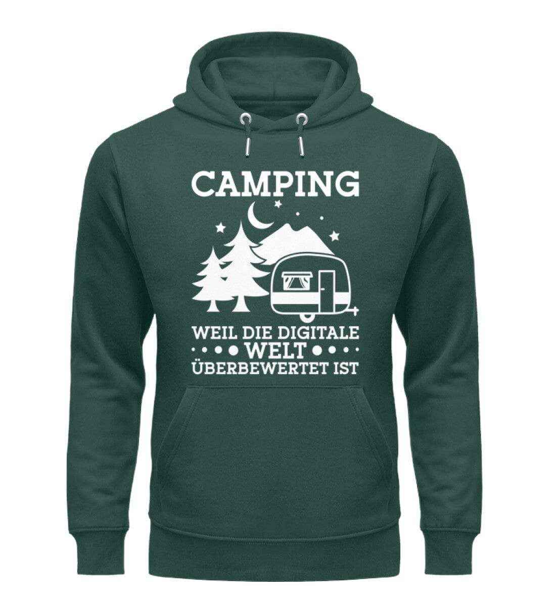 Camping weil digitale Welt überbewertet ist - Unisex Organic Hoodie Glazed Green S 