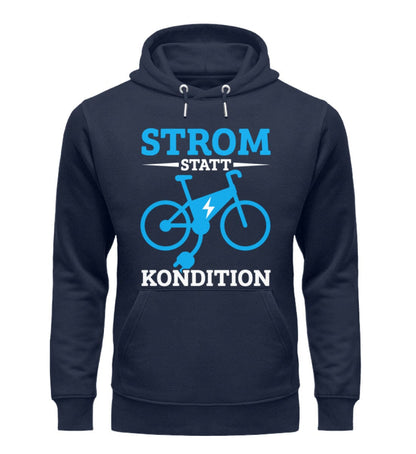 Strom statt Kondition - Unisex Organic Hoodie French Navy XS 