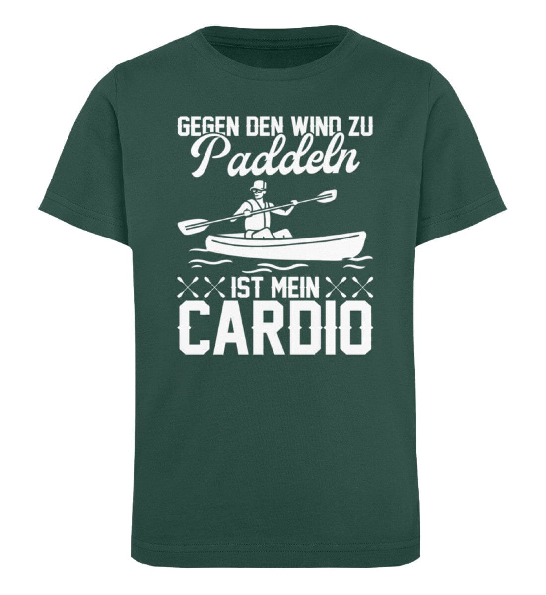 Gegen den Wind paddeln ist mein Cardio - Kinder Bio Shirt Glazed Green 12/14 (152/164) 