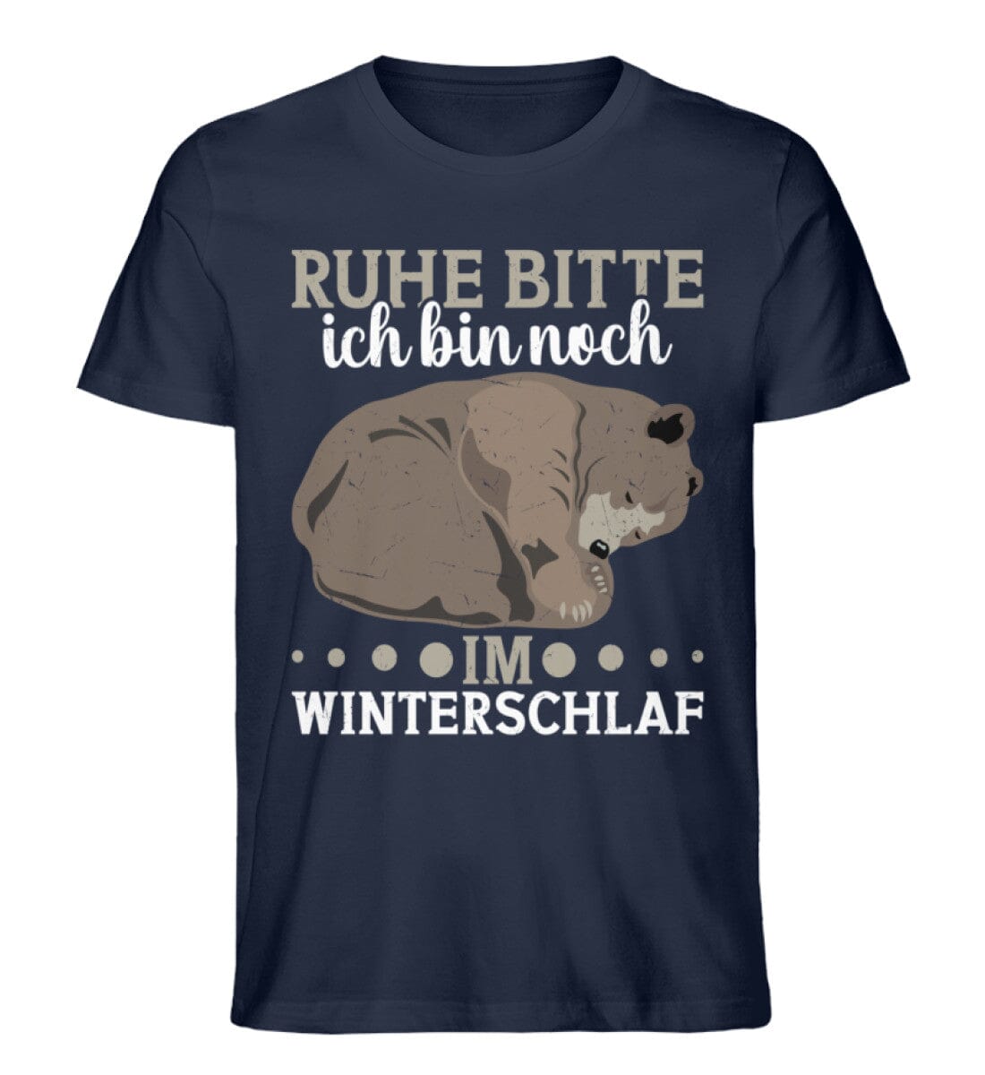 Ruhe bitte bin noch im Winterschlaf Bär - Unisex Premium Bio Shirt French Navy XS 