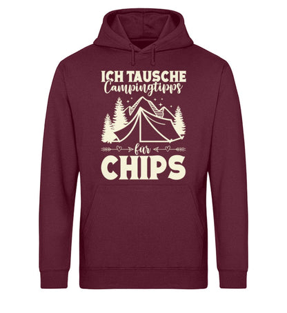 Ich tausche Campingtipps für Chips - Unisex Bio Hoodie Burgundy XS 