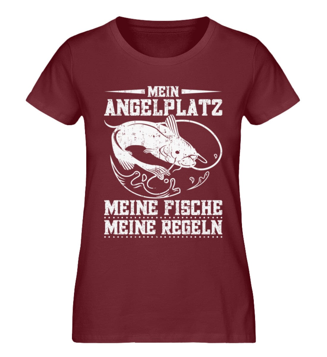 Mein Angelplatz meine Fische meine Regeln - Damen Premium Bio Shirt Burgundy XS 