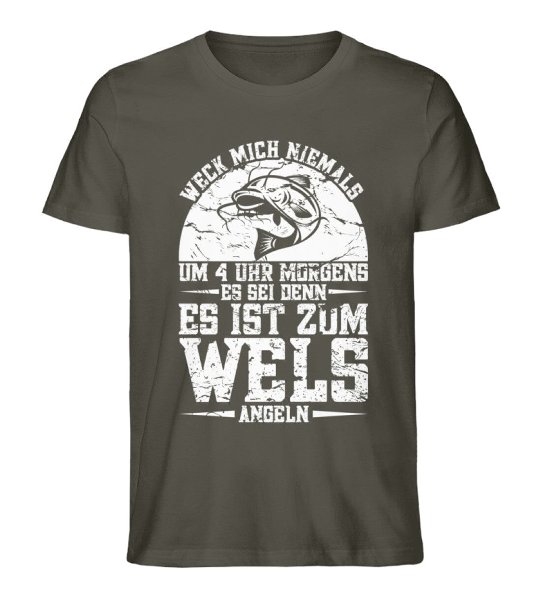 Weck mich zum Wels angeln - Unisex Premium Bio Shirt Khaki S 