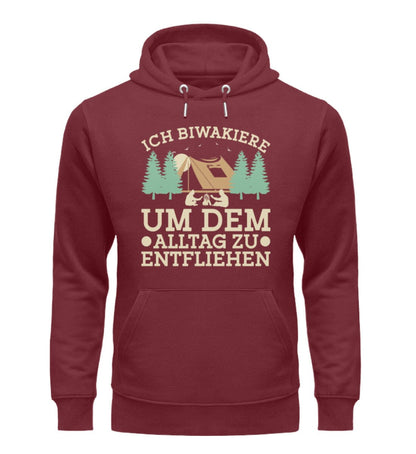 Biwakieren um Alltag zu entfliehen - Unisex Organic Hoodie Burgundy S 