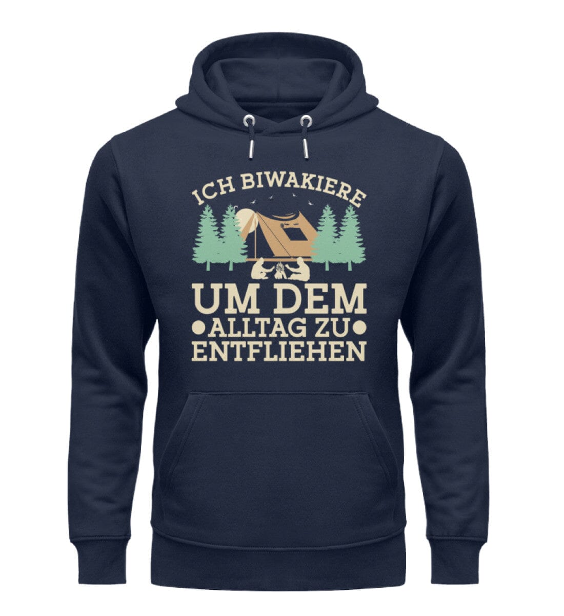 Biwakieren um Alltag zu entfliehen - Unisex Organic Hoodie French Navy XS 