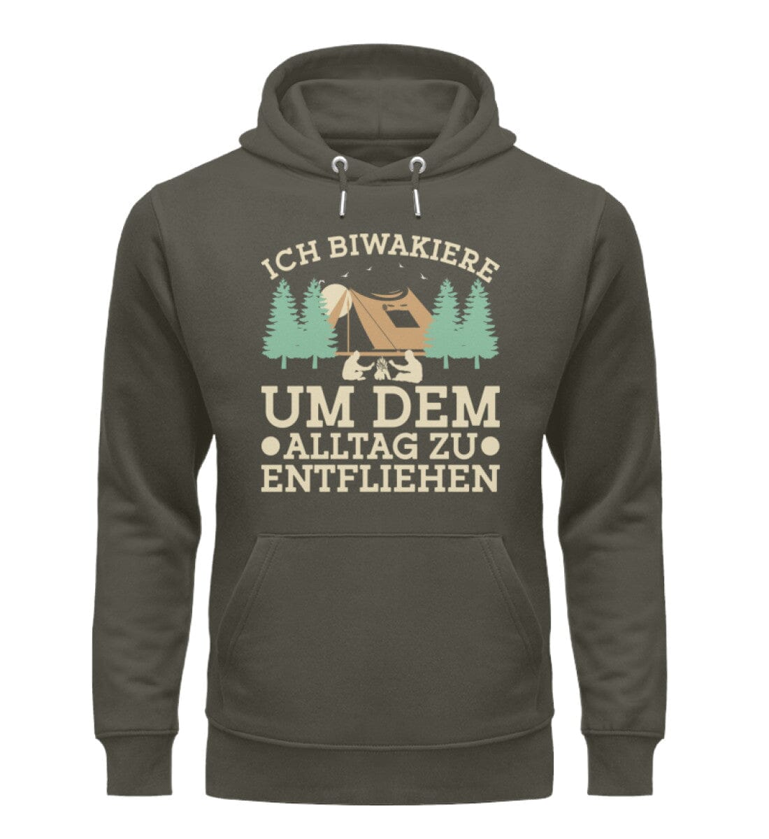 Biwakieren um Alltag zu entfliehen - Unisex Organic Hoodie Khaki XS 