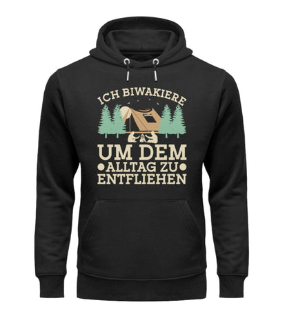 Biwakieren um Alltag zu entfliehen - Unisex Organic Hoodie Black XS 