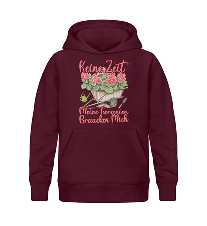 Keine Zeit meine Geranien brauchen mich - Kinder Bio Hoodie Burgundy 12/14 (152/164) 