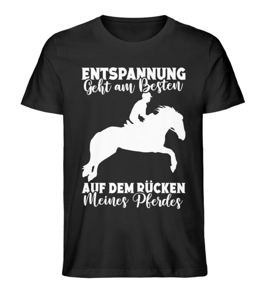 Entspannung am besten mit Pferd - Unisex Premium Bio Shirt Black XS 