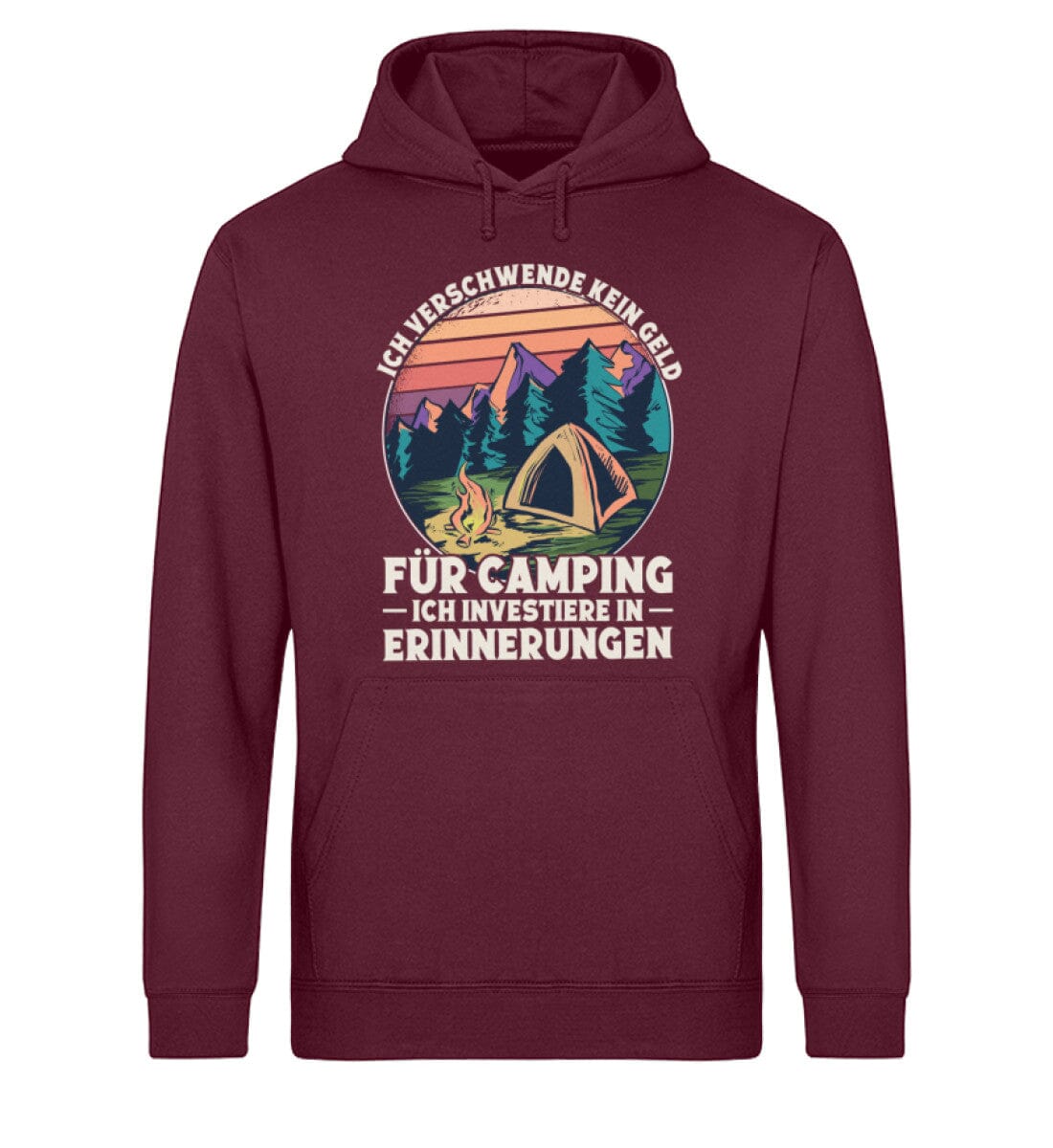 Ich investiere in Erinnerungen Camping - Unisex Bio Hoodie Burgundy XS 