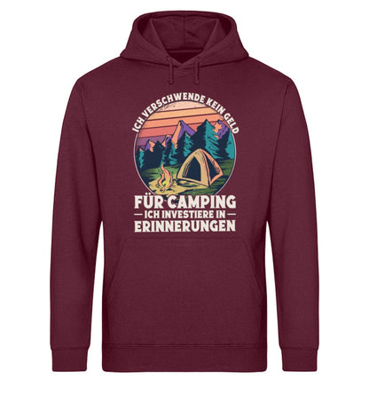 Ich investiere in Erinnerungen Camping - Unisex Bio Hoodie Burgundy XS 