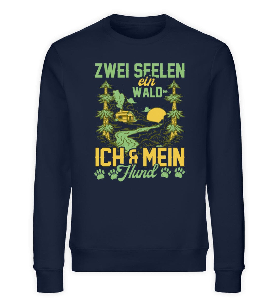 Ein Wald Ich und mein Hund - Unisex Bio Sweatshirt French Navy XS 