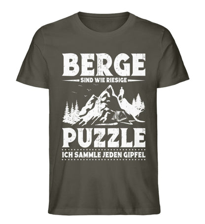 Berge sind wie riesige Puzzle - Unisex Premium Bio Shirt Khaki S 