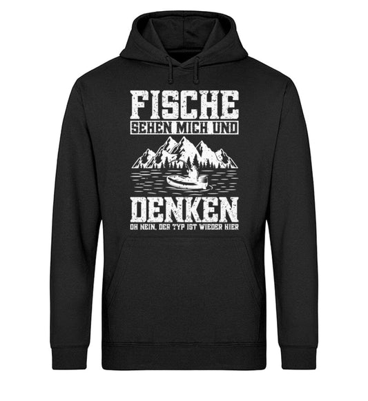 Fische denken nein der Typ ist wieder hier - Unisex Bio Hoodie Black XS 