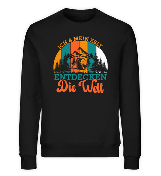 Ich und mein Zelt entdecken die Welt - Unisex Bio Sweatshirt Black XS 