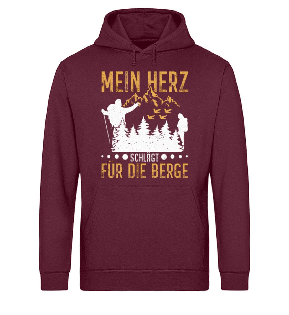 Mein Herz schlägt für die Berge - Unisex Bio Hoodie Burgundy XS 