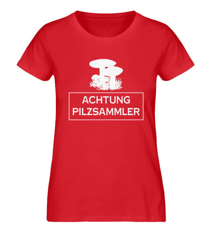 Achtung Pilzsammler - Damen Premium Bio Shirt Red S 