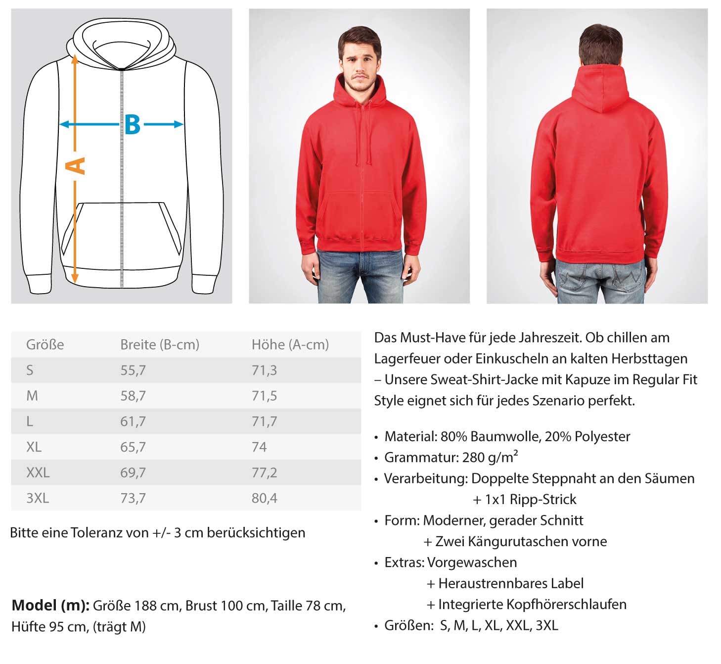 Gegenwind formt den Charakter - Zip-Hoodie 