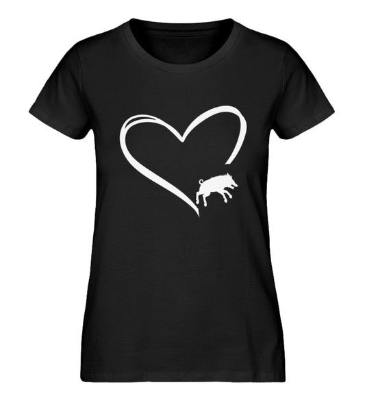 Tier im Herz Wildschwein - Damen Premium Bio Shirt Black XS 