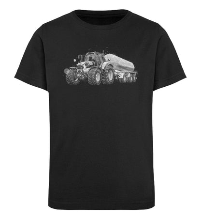 Traktor mit Tankanhänger - Kinder Bio Shirt Black 12/14 (152/164) 